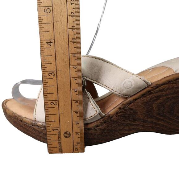 Born Shoes Women 8 Sandal Slide Wedge Leather Fashion Comfort Buckle Strap White - Picture 7 of 16